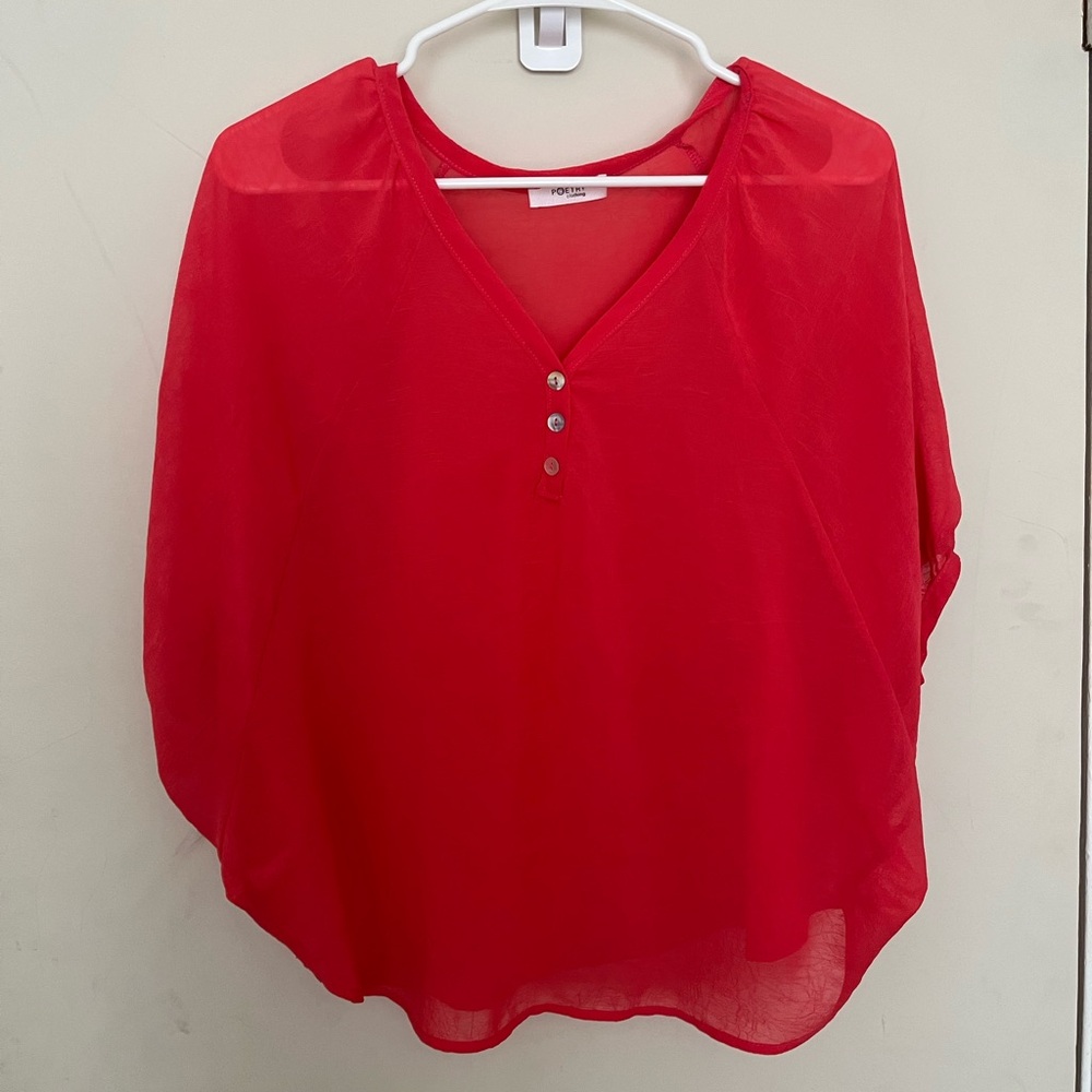 Poetry Red Boxy Short Sleeve Blouse